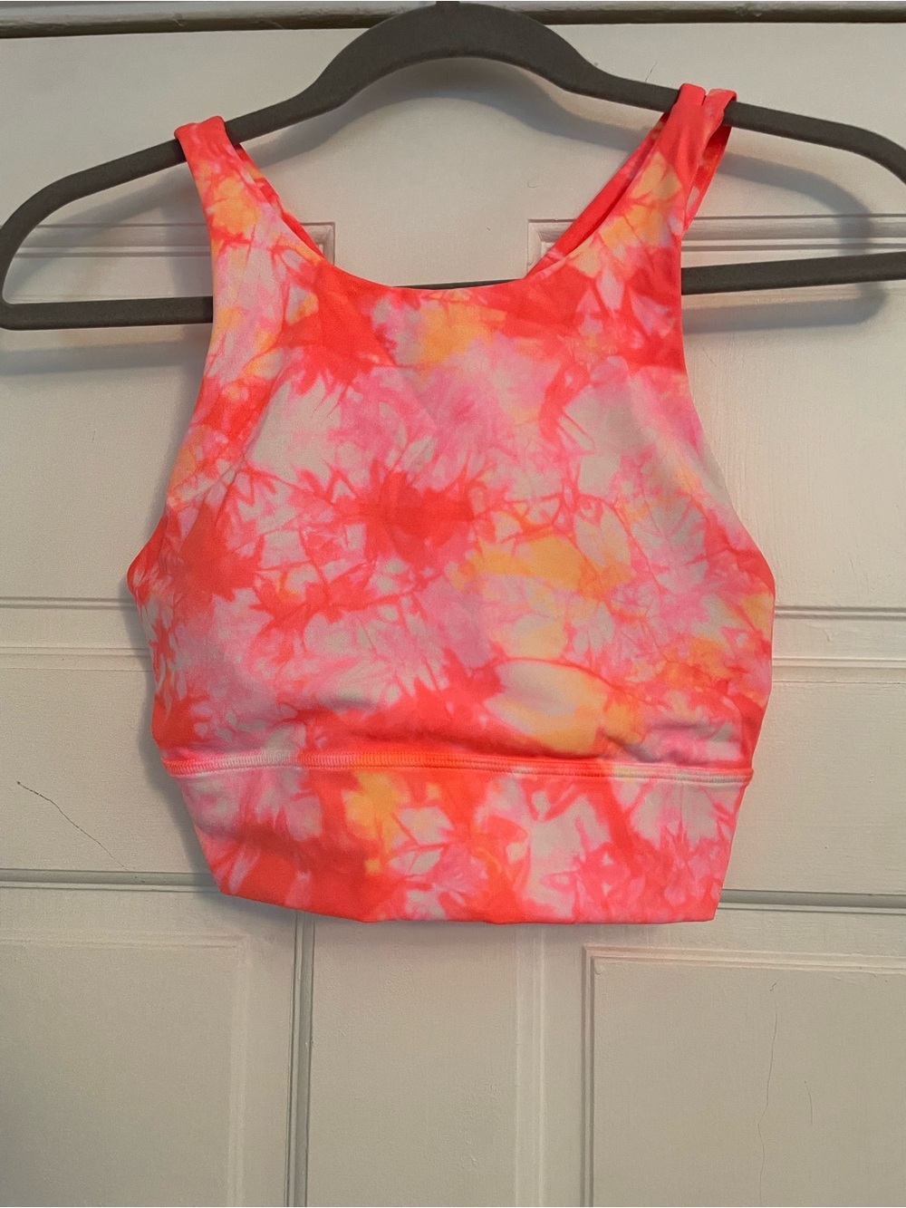 Lululemon Tie-Dye Padded Cropped Sports Tank Top - Pink/Coral-Size 6
